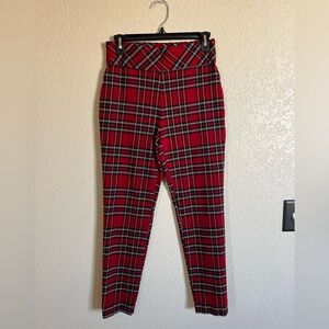 LIKE NEW Jules & Leopold size S/P red & black checked straight leg pants.